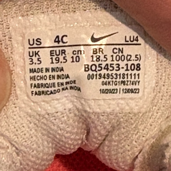 Nike Court Borough Low 2 TDV Baby Sneakers White Pink 4C BQ5453-108 - Picture 6 of 9